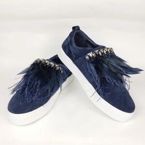 Sam Edelman Navy Feathered Sneakers